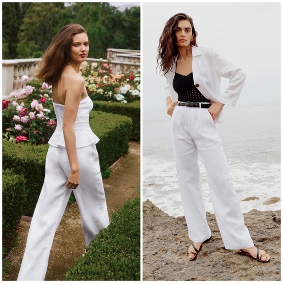 NWT Reformation Vesta Linen Pant In White Women’s 8 - Picture 2 of 16